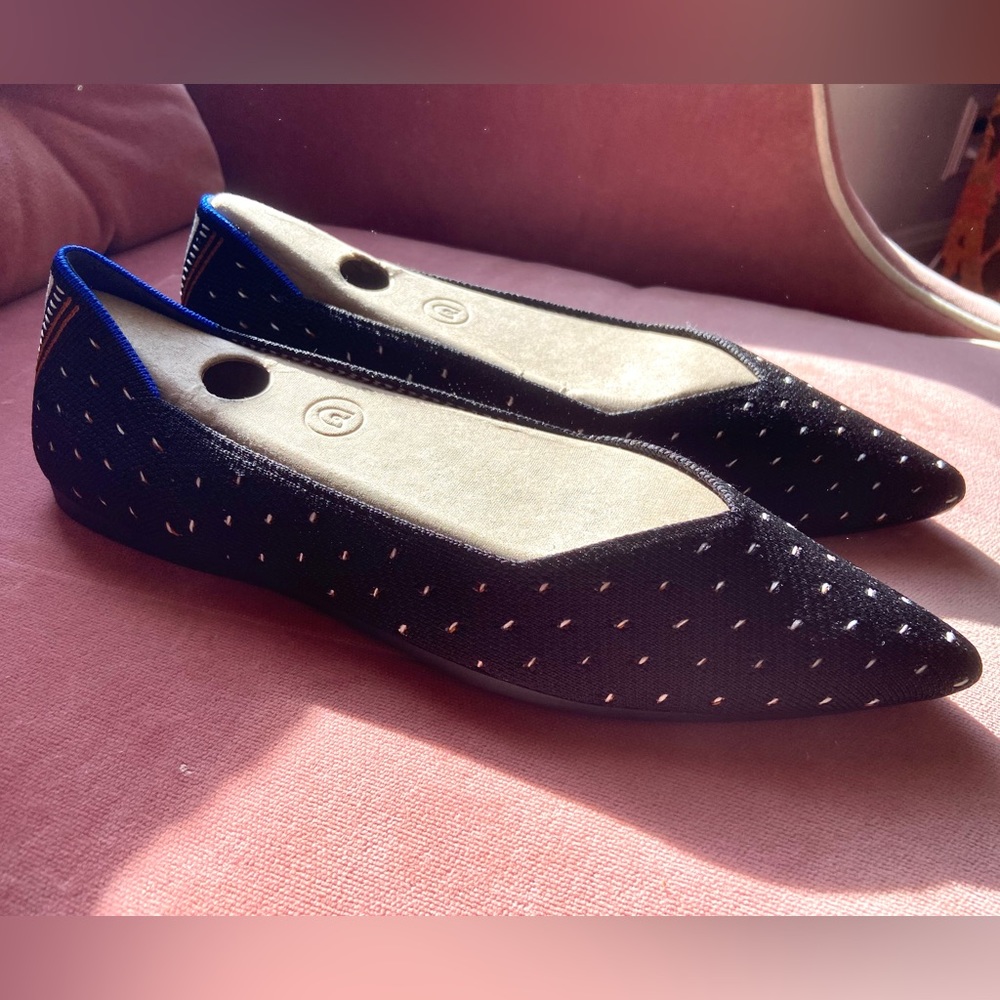 Rothy’s The Point Ivory Dot Knit Ballet Flats Slip-on sz 11 NEW (NWOB)